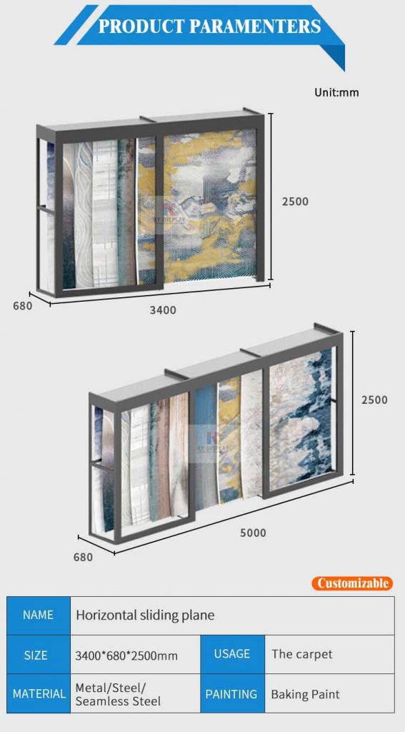 Horizontal Sliding Carpet sample display rack