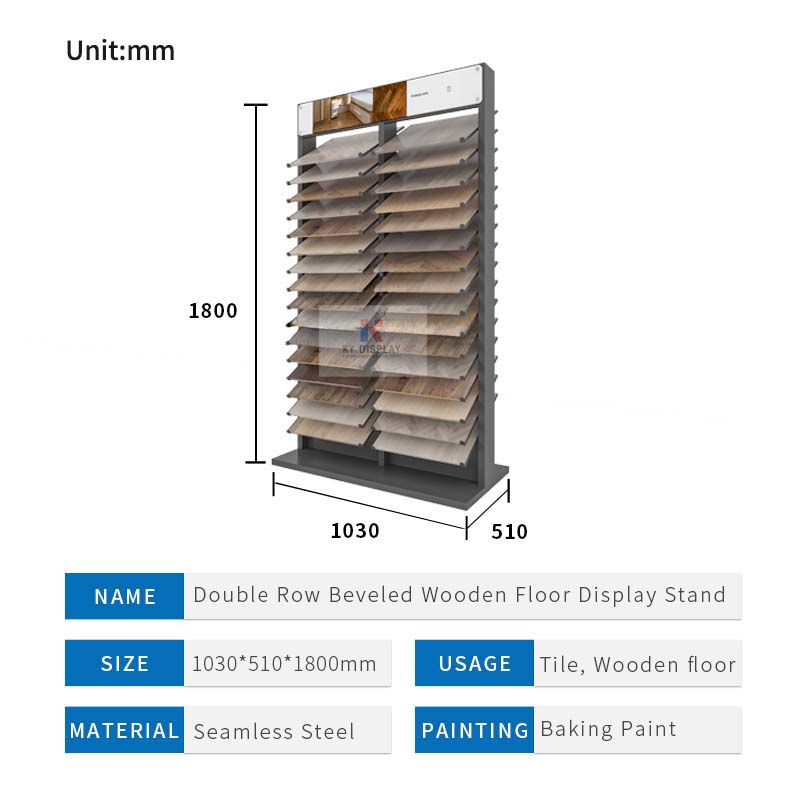 Double Row Beveled Wooden Floor Display Stand