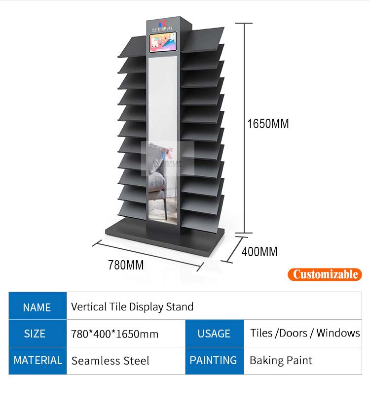 Vertical Tile Display Stand with Light Description