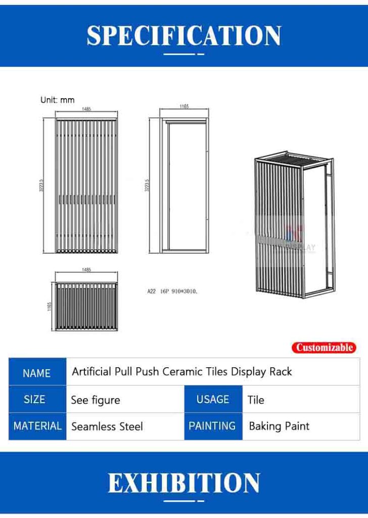 Artificial Pull Push Ceramic Tiles Display Rack Decription