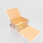 Customizable Orange Stone Display Box with Leather Handle Fully open state