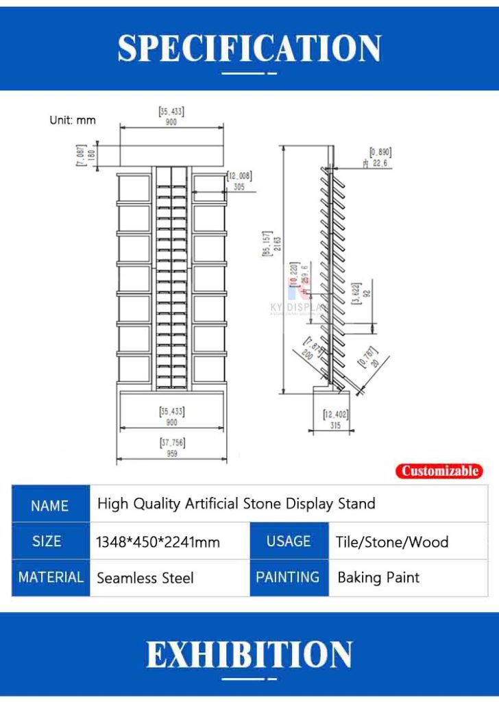 High Quality Artificial Stone Display Stand size description