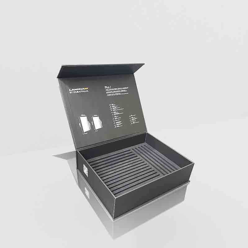 Luxury Black Stone Sample Box with Precision Slot Design Open