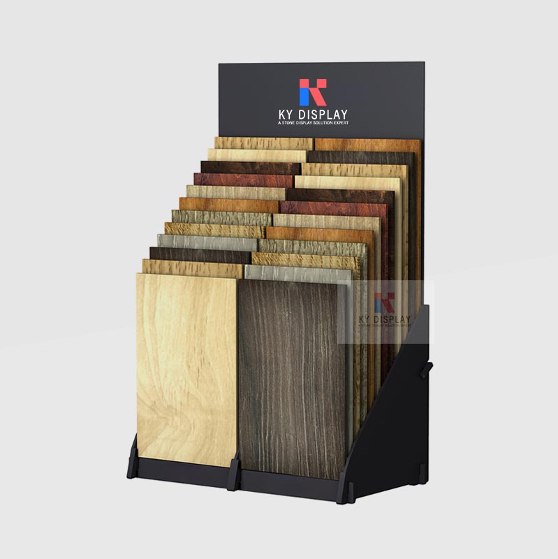 Closed-Side Waterfall Tile and Hardwood Sample Display_Description_KYdisplay