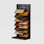 Custom Hardwood and Tile Display Rack with Powder-Coated Shelves_bigwood_KYdisplay