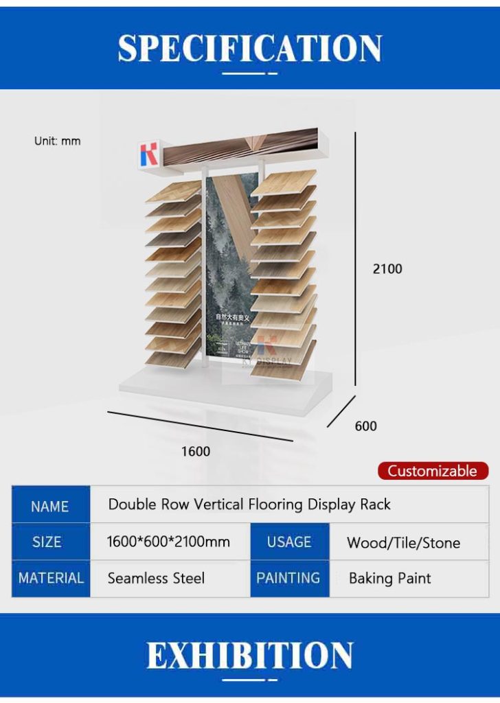 Double Row Vertical Wooden Floor Display Stand