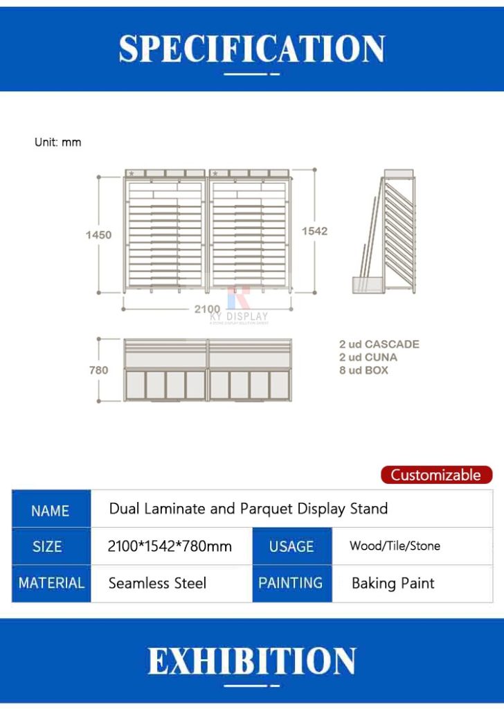 Dual Laminate and Parquet Display Stand_Decription_kydiplay