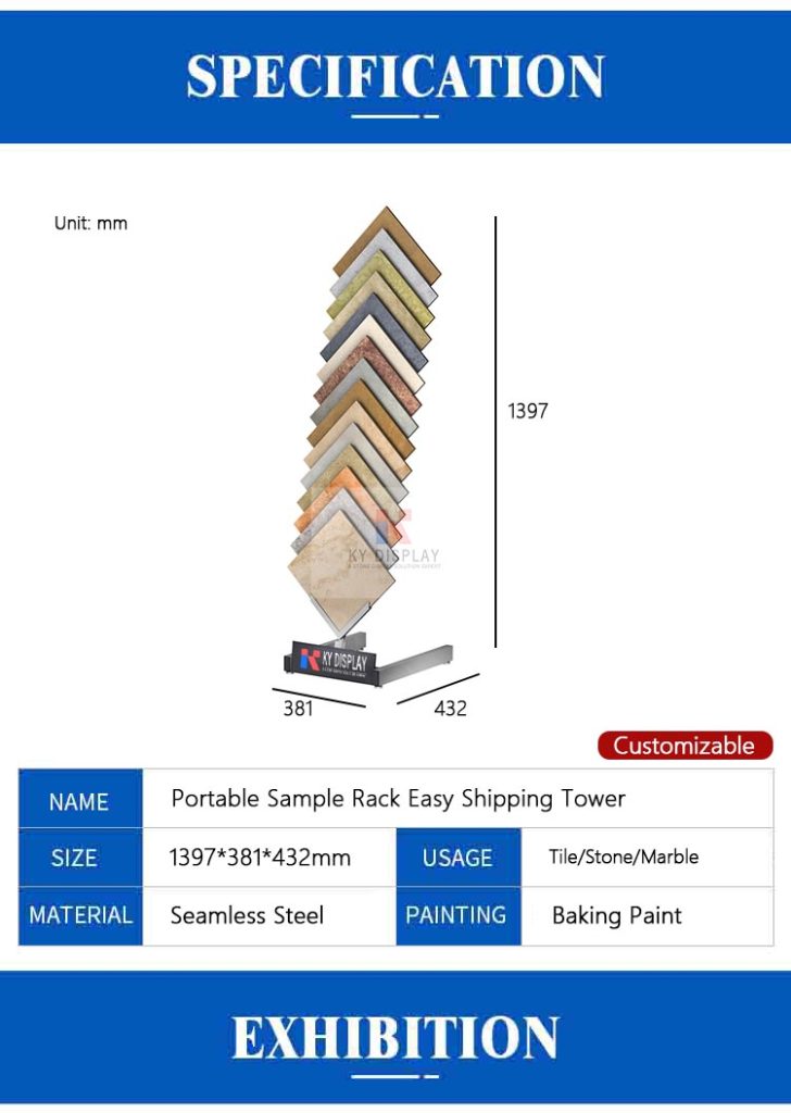 Portable Sample Rack Easy Shipping Tower With Ceramic Tile Samples Stone Marble Showroom Displays kydisplay_description