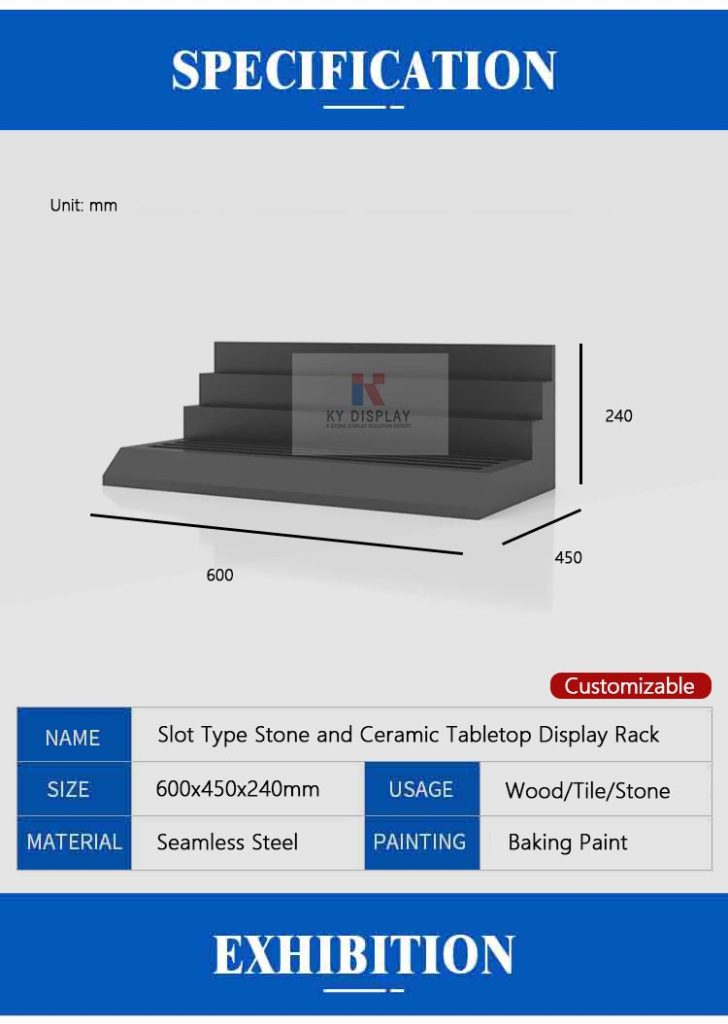 Slot Type Stone and Ceramic Tabletop Display Rack_Decription_KYdisplay