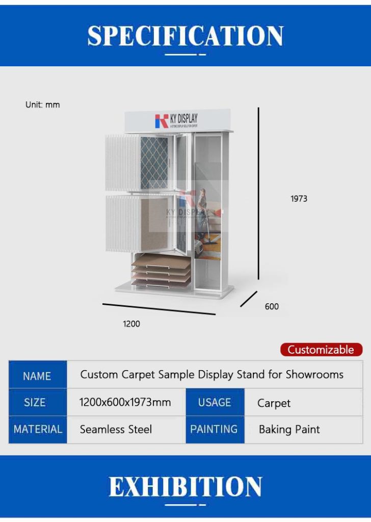 Custom Carpet Sample Display Stand for Showrooms_Decription_KYdisplay