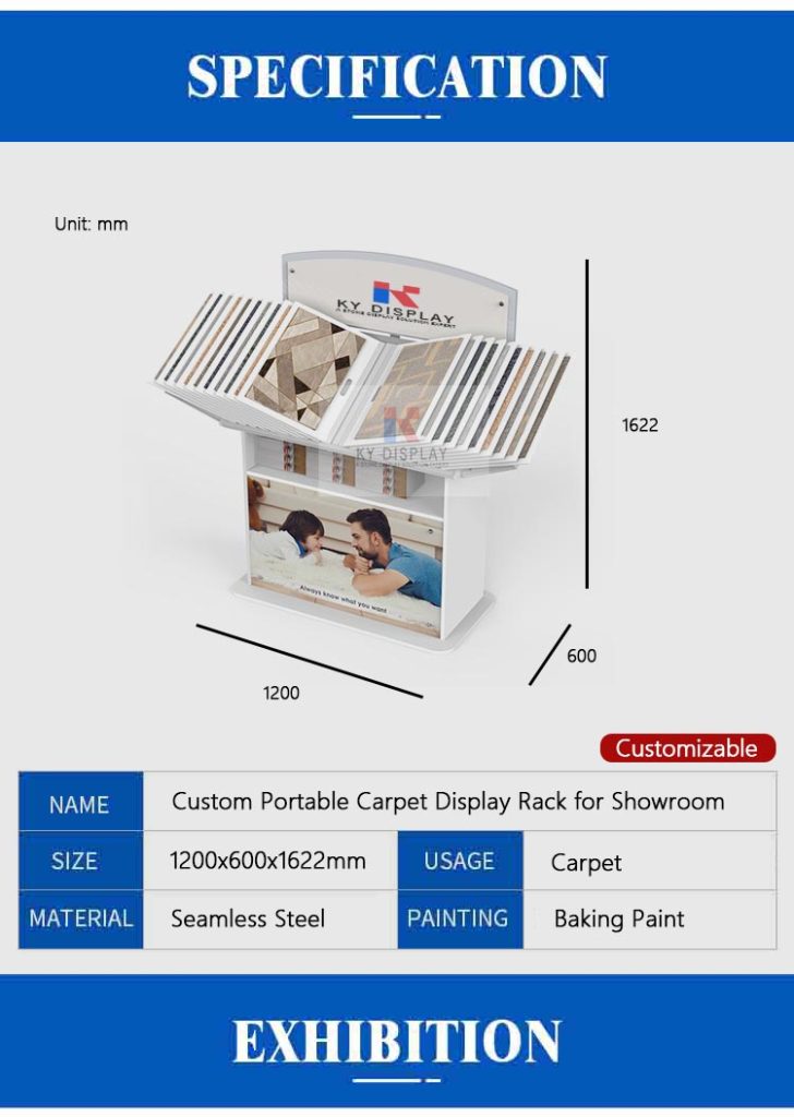 Custom Portable Carpet Display Rack for Showroom_Decription_KYdisplay